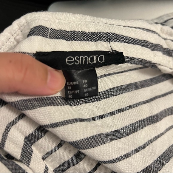 Esmara Dress Black & White Striped Linen Blend Viscose Short Sleeves Dress - Picture 8 of 9